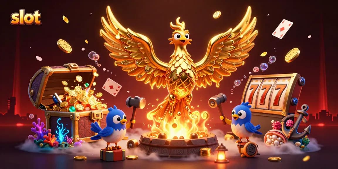 Memenangkan slot dengan mudah saat melihat phoenix emas yang mengalirkan emas di kasino