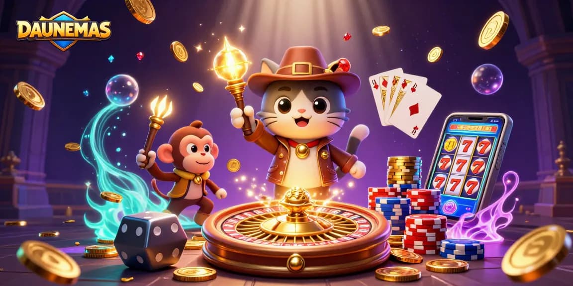 Engage in epic adventures with DAUNEMAS as the archaeologist cat uncovers casino treasures!