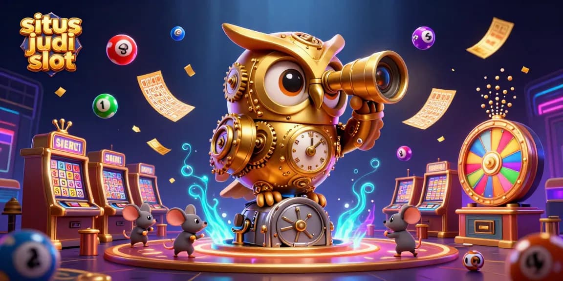 Raih kemenangan di situs judi slot dengan ilustrasi 3D penuh warna dan suasana kasino yang menggembirakan.