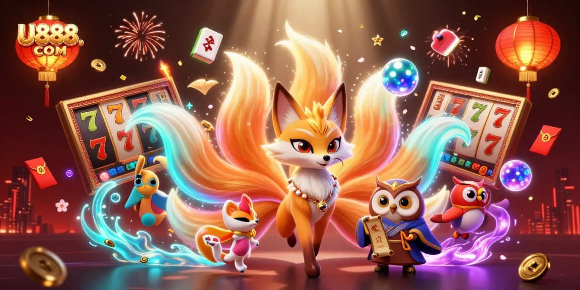 Experience thrilling gaming at U888. COM with vibrant casino elements and colorful characters.