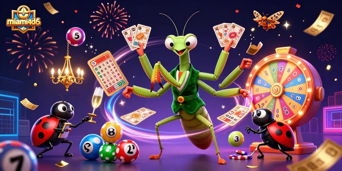 Engage with miami4d6's exciting gambling scene featuring vibrant characters and dynamic lottery elements.
