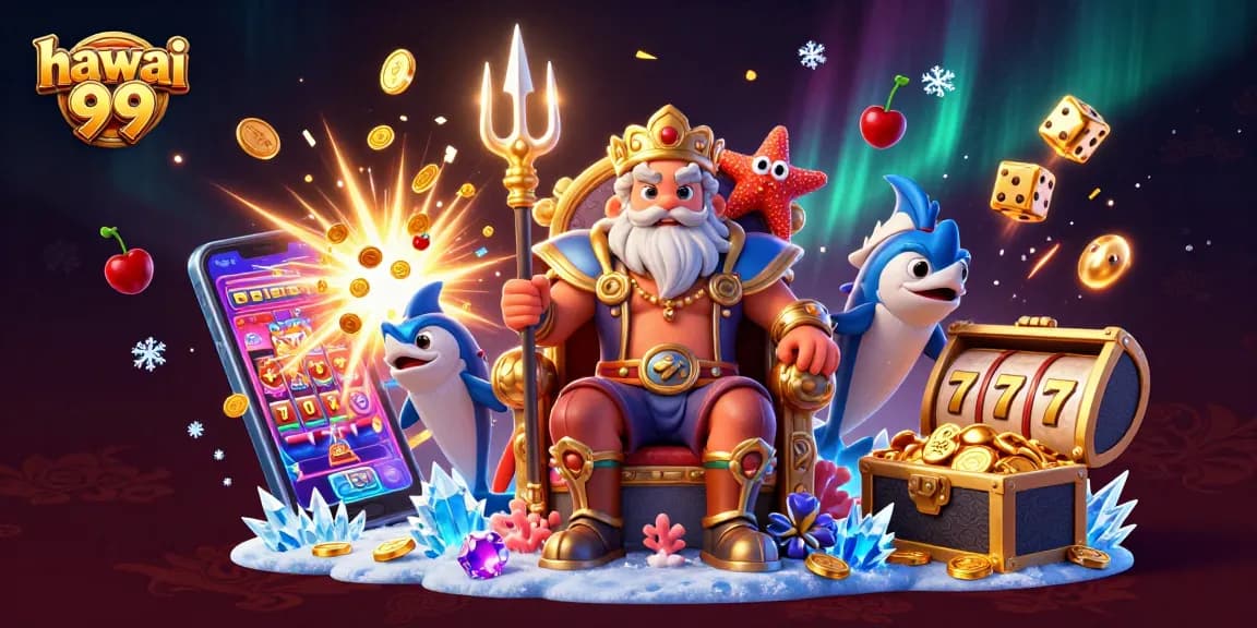 Spin to win at hawai 99 with a vibrant scene showcasing a jackpot explosion and dynamic game elements.