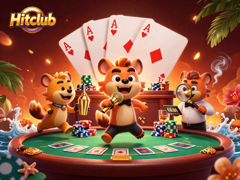 Hitclub hyenas entertain as comedians and bartenders in a vibrant comedy casino scene.