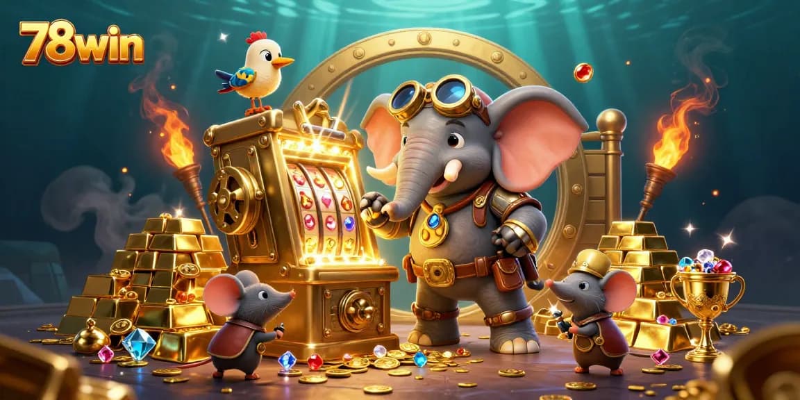 Spin the reels at 78win as a steampunk elephant engineer draws in treasure and excitement.