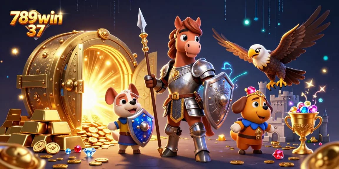 Experience winning thrills at 789win 37 with treasures and games overflowing in this vibrant casino illustration.