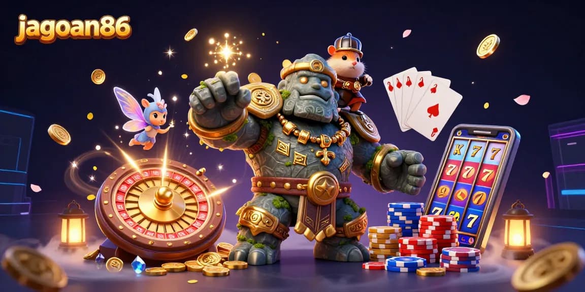 Experience fun with jagoan86 in this whimsical casino adventure featuring magical characters and vibrant elements.