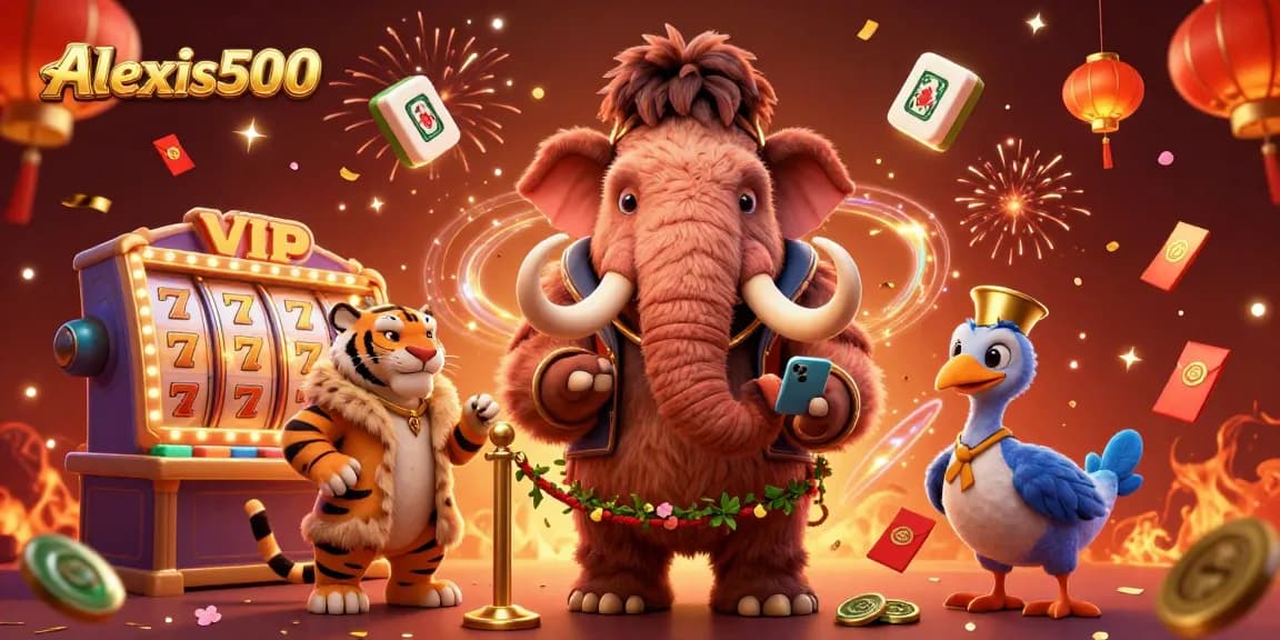 Experience thrilling wins with alexis500 at a lively casino featuring vivid characters and slot reels.