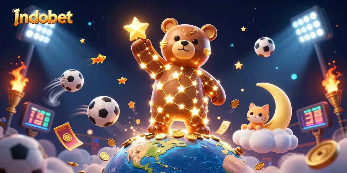 Indobet menghadirkan kegembiraan taruhan olahraga dalam ilustrasi 3D yang penuh warna dan dinamis.