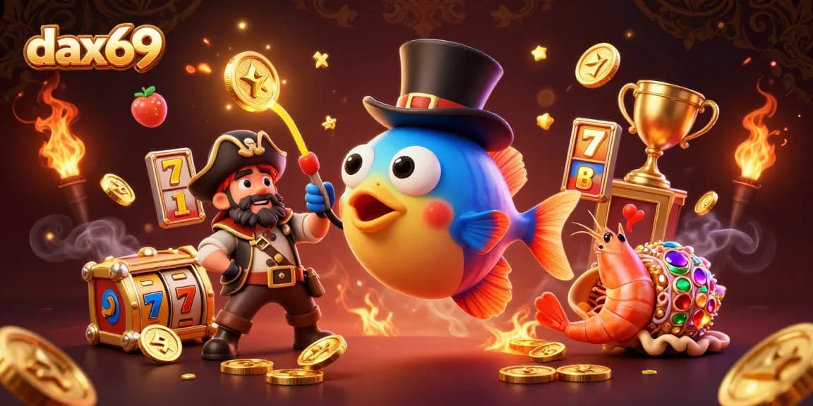 DAX69 menghadirkan jackpot slot fantastis dengan simbol dan karakter menarik dalam satu ilustrasi animasi 3D