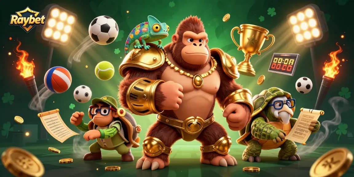 Experience thrilling gameplay at Raybet with a vibrant 3D scene of a gorilla king and exciting betting elements.