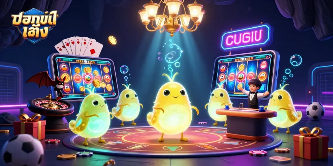 แทงบอลเต็ง with vibrant glowworms lighting a cave casino, showcasing dynamic sports betting elements.