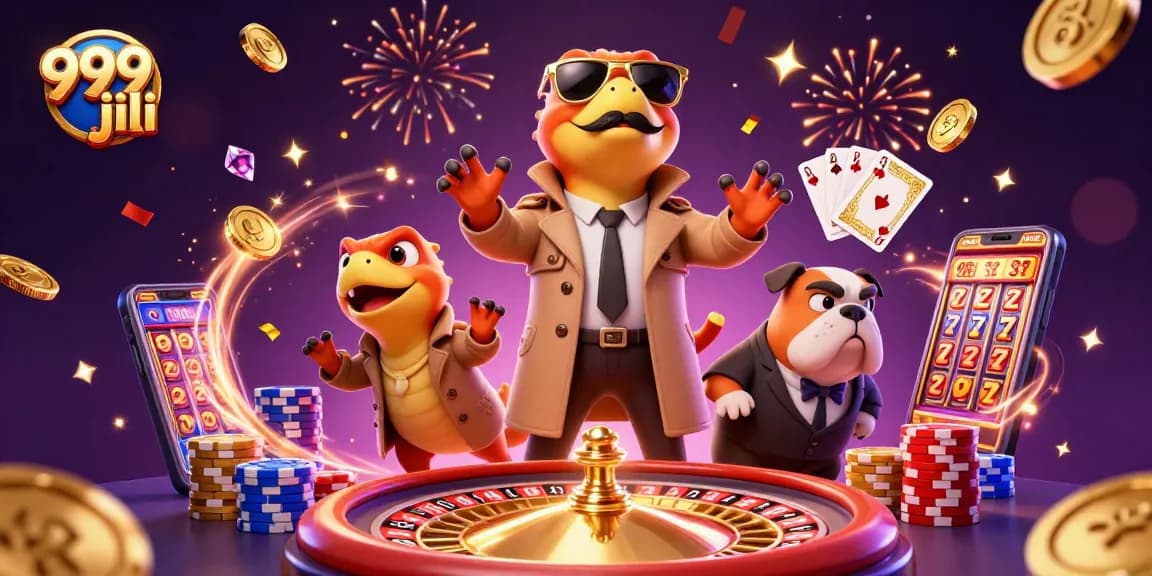 Join the excitement at 999 jili with raptors in disguise entering a vibrant casino scene!
