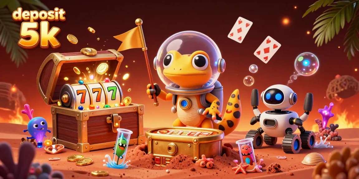 Experience the excitement of deposit 5k with a fun Martian casino adventure featuring gold coins and slots!