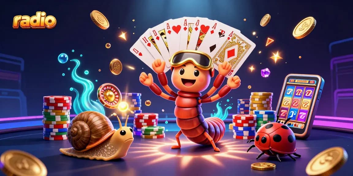 Play exciting radio casino games with vibrant characters, cascading coins, and stunning visuals!