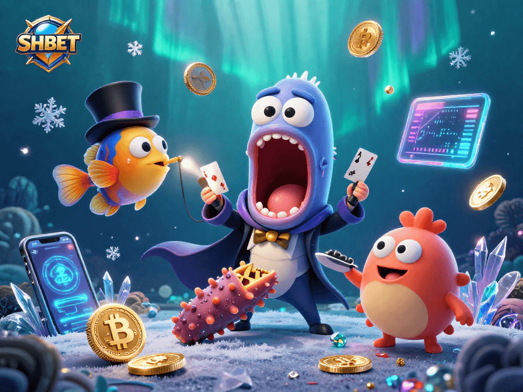 Experience thrilling card tricks with SHBET's magical underwater creatures in an engaging casino setting.
