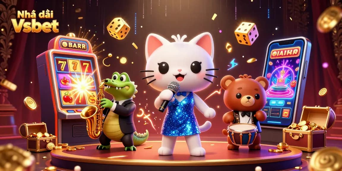 Experience excitement at Nhà cái Vsbet with lively casino characters and vibrant gaming elements.