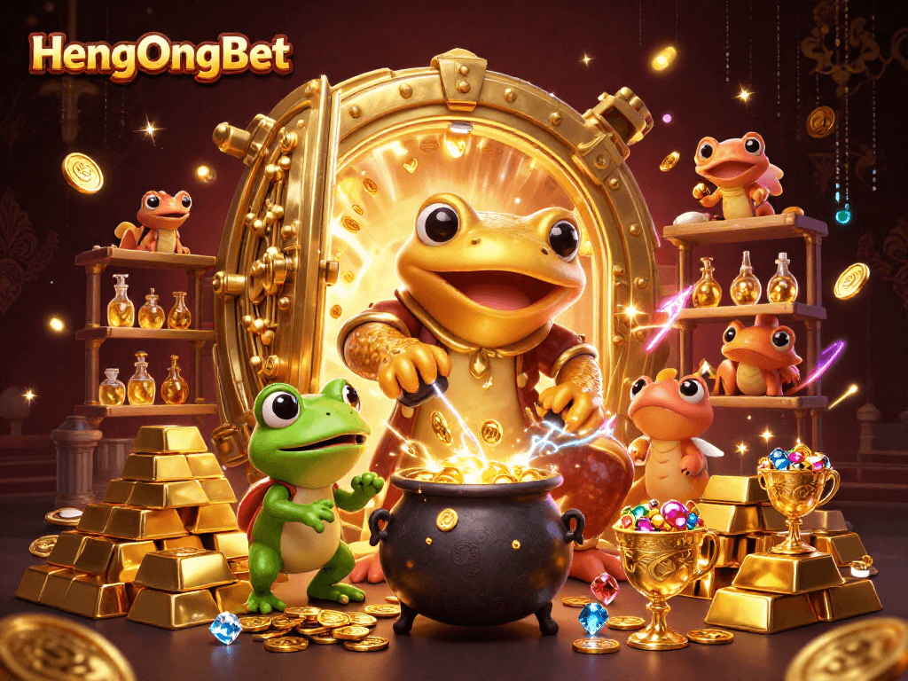 HengOngBet's captivating gold-themed casino adventure with magical characters and riches