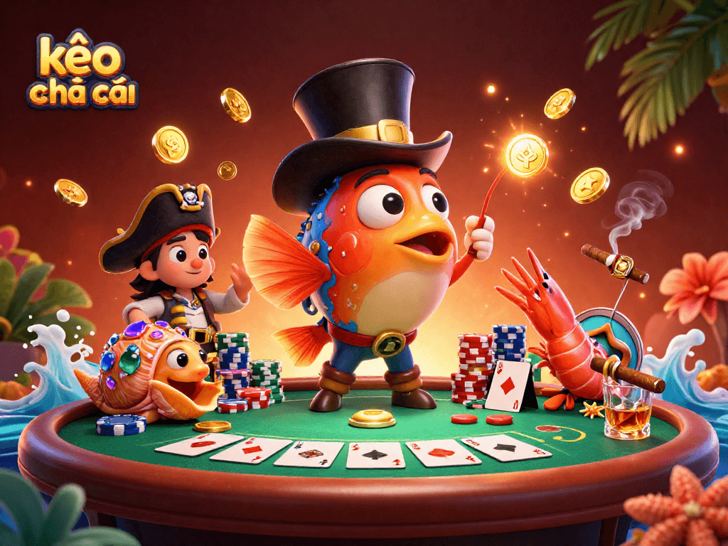 Engage with kèo nhà cái through an exciting scene of an anglerfish attracting golden coins.