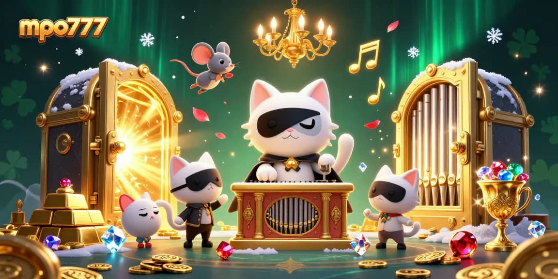 Experience thrilling gameplay with mpo777 in a vibrant casino scene filled with treasures and excitement.
