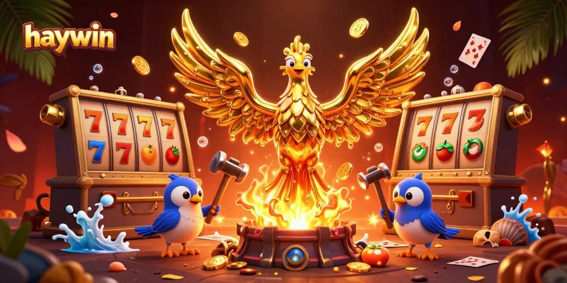 Experience the thrilling excitement of haywin with golden phoenix and vibrant slot games glowing amid treasure.