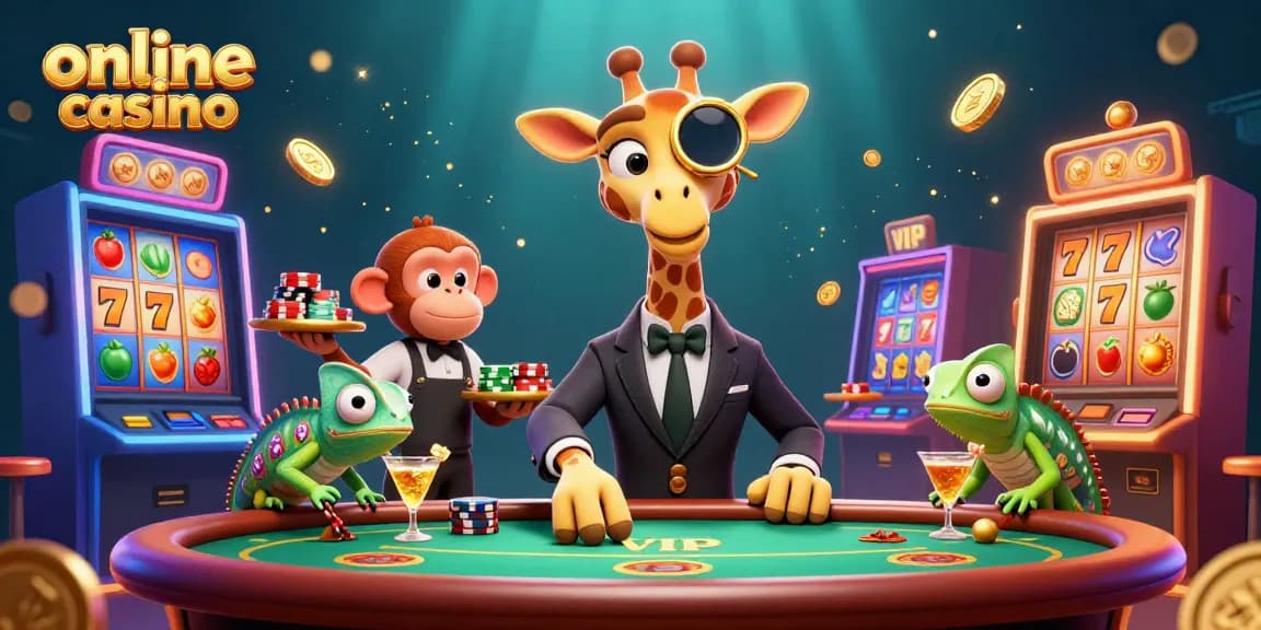 Enjoy gaming excitement at this online casino with vibrant characters and dynamic slot machines.