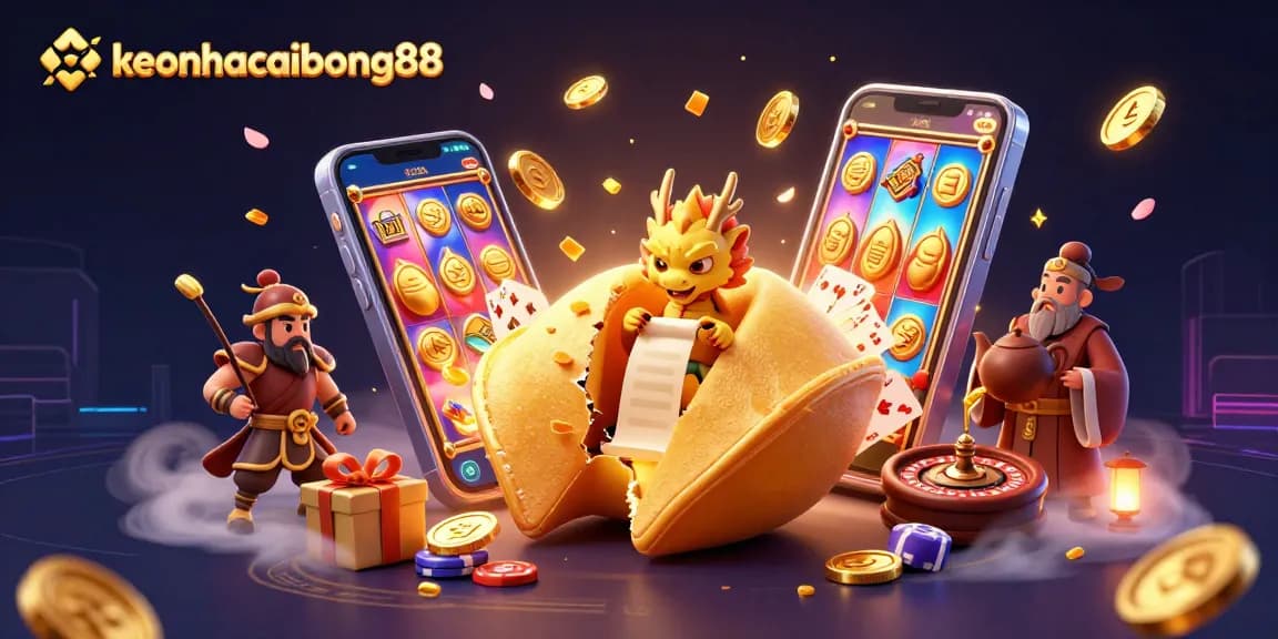 Immerse yourself in keonhacaibong88's vibrant casino action with a wise dragon and golden elements.