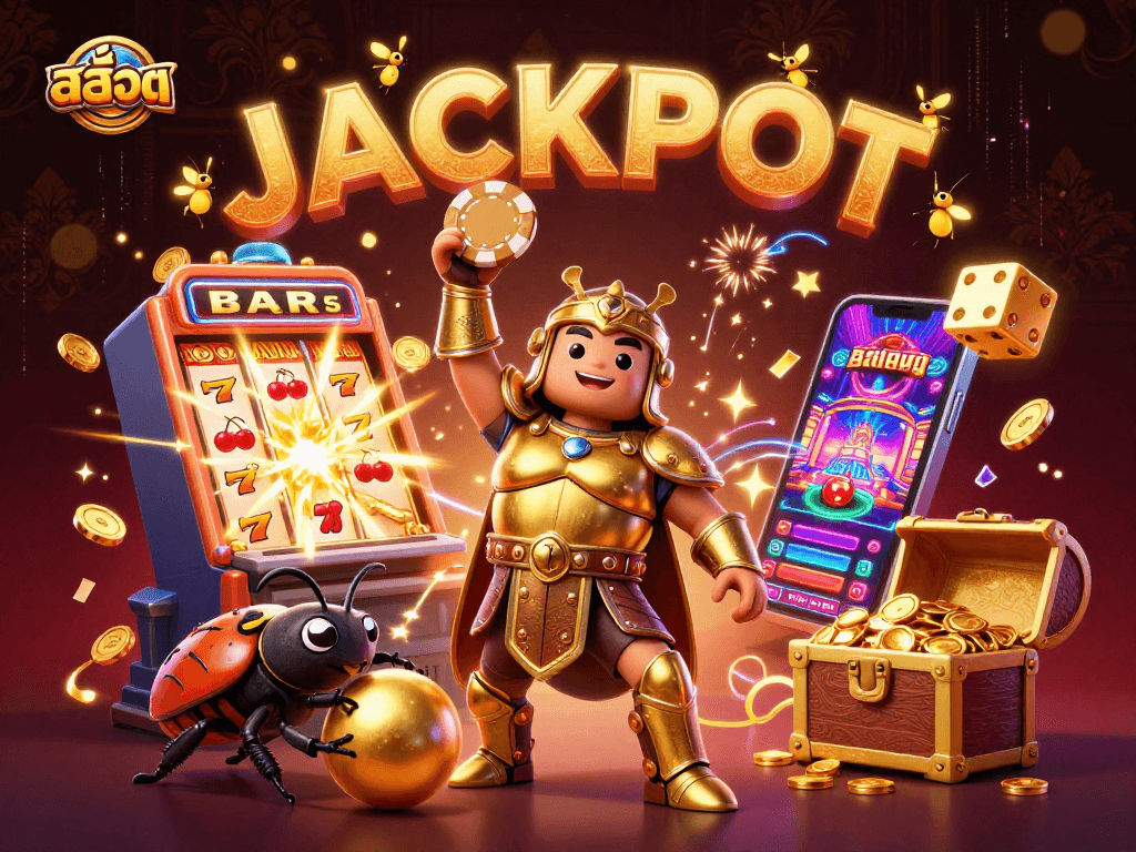 Spin the สล็อต reels and celebrate your jackpot victory with lively casino characters!