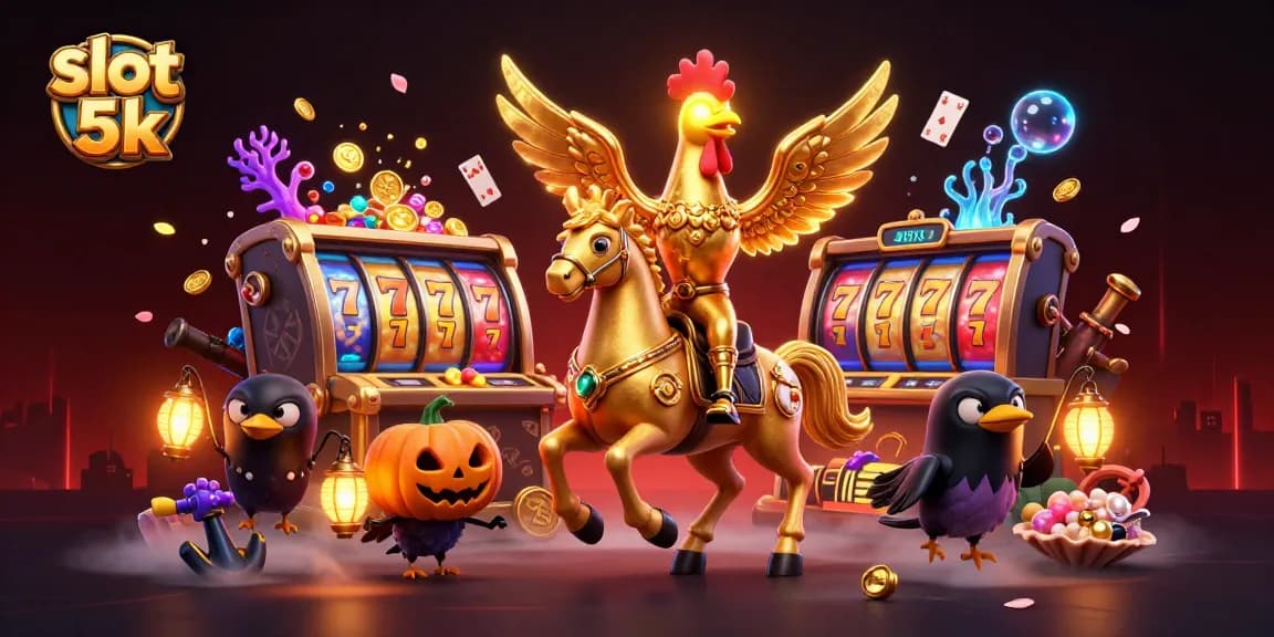 Win big with slot 5k in a captivating digital casino scene featuring unique characters.