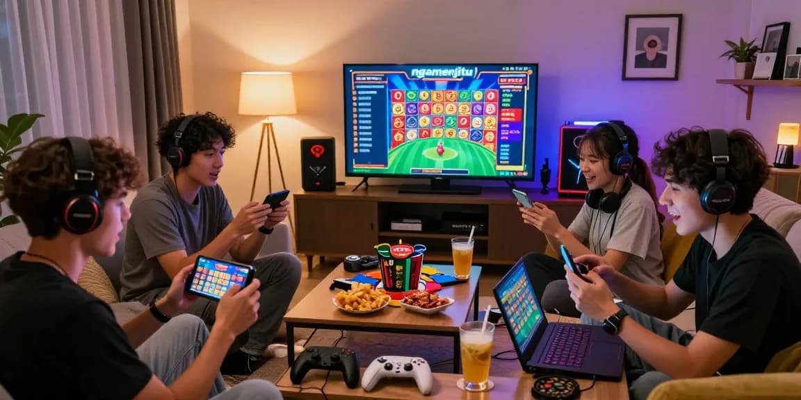 Exciting online gaming experience at ngamenjitu with players enjoying lottery and slots in a cozy atmosphere