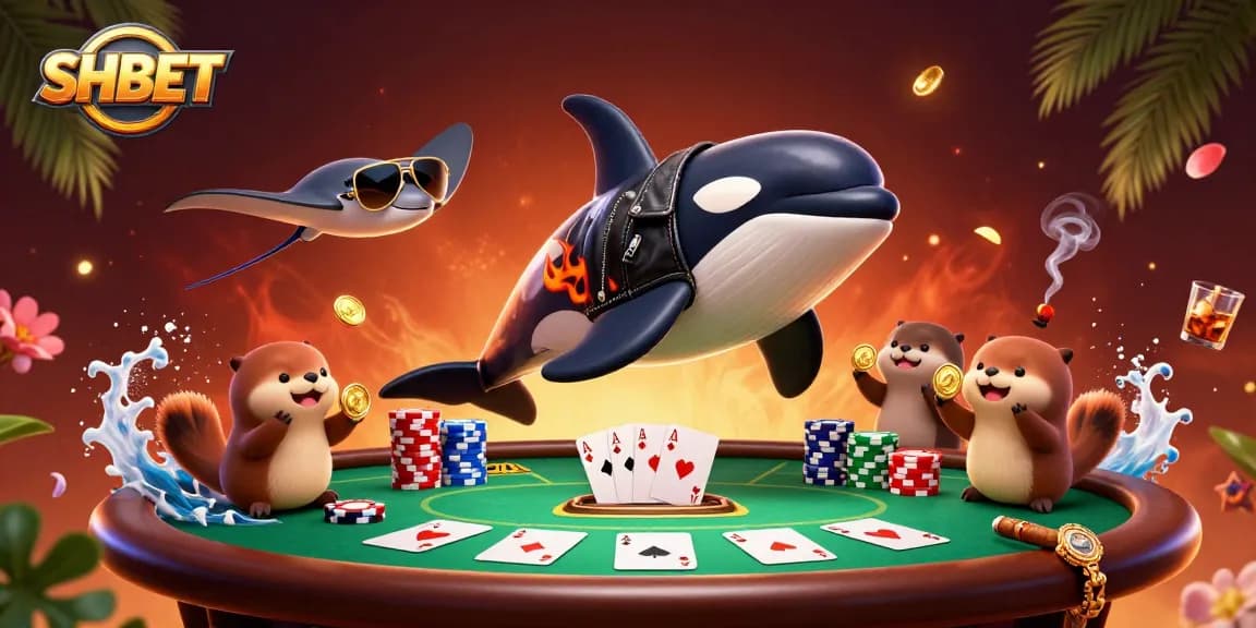 Experience thrilling gameplay with SHBET at a lively poker scene featuring vibrant characters and rich visual detail.