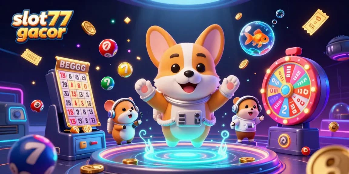 Experience the excitement of slot77 gacor in this vibrant casino-themed digital illustration, featuring thrilling game elements.