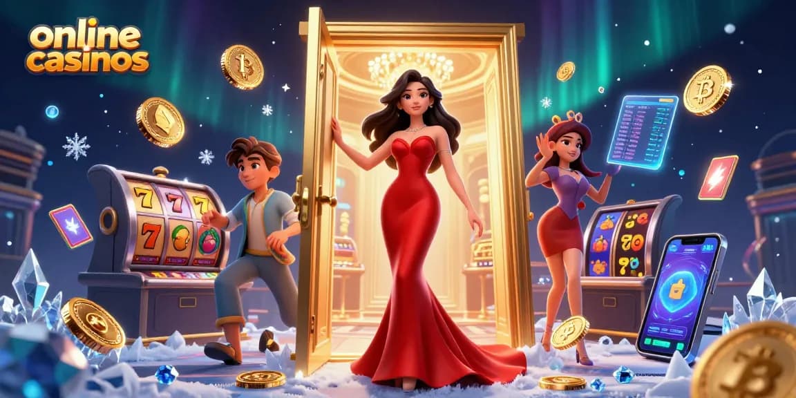 Explore thrilling slot games at online casinos featuring a glamorous Asian woman in a VIP casino setting.