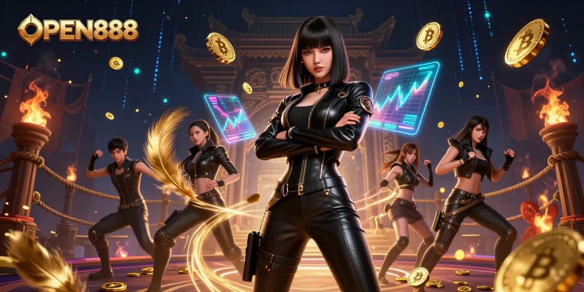 Engage with thrilling gameplay at OPEN888, where vibrant casino elements create an electrifying atmosphere.