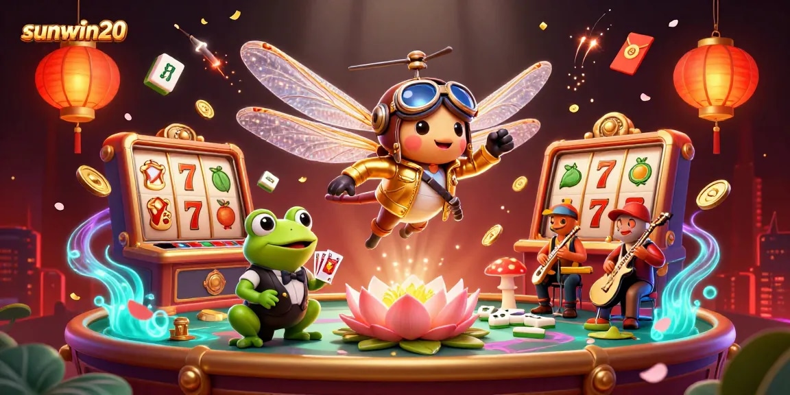 Experience thrilling gameplay with sunwin20 in a dynamic casino scene featuring colorful characters and exciting elements.