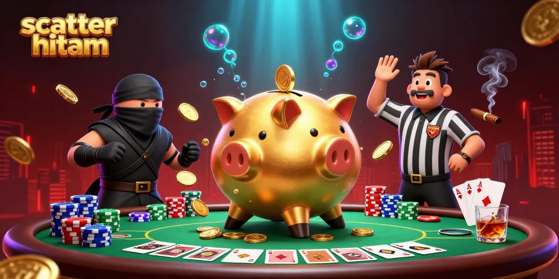 Experience the thrill of scatter hitam with a vibrant 3D casino battle scene showcasing winning moments.