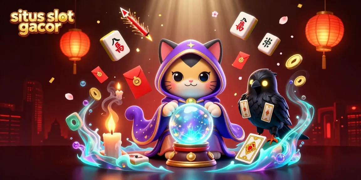 Experience the magic of situs slot gacor with a vibrant casino-themed illustration featuring enchanting characters.