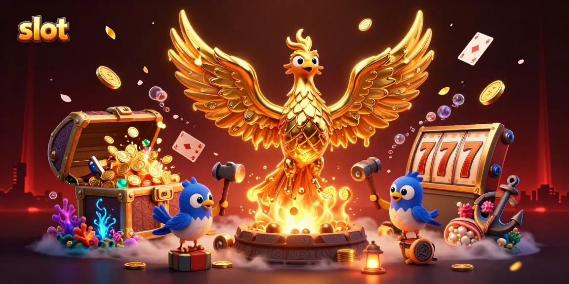 Memenangkan slot dengan mudah saat melihat phoenix emas yang mengalirkan emas di kasino