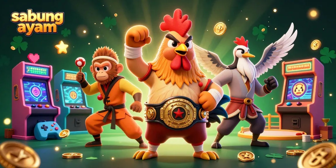Engage with sabung ayam action in a vibrant 3D illustration featuring intense cockfighting elements.