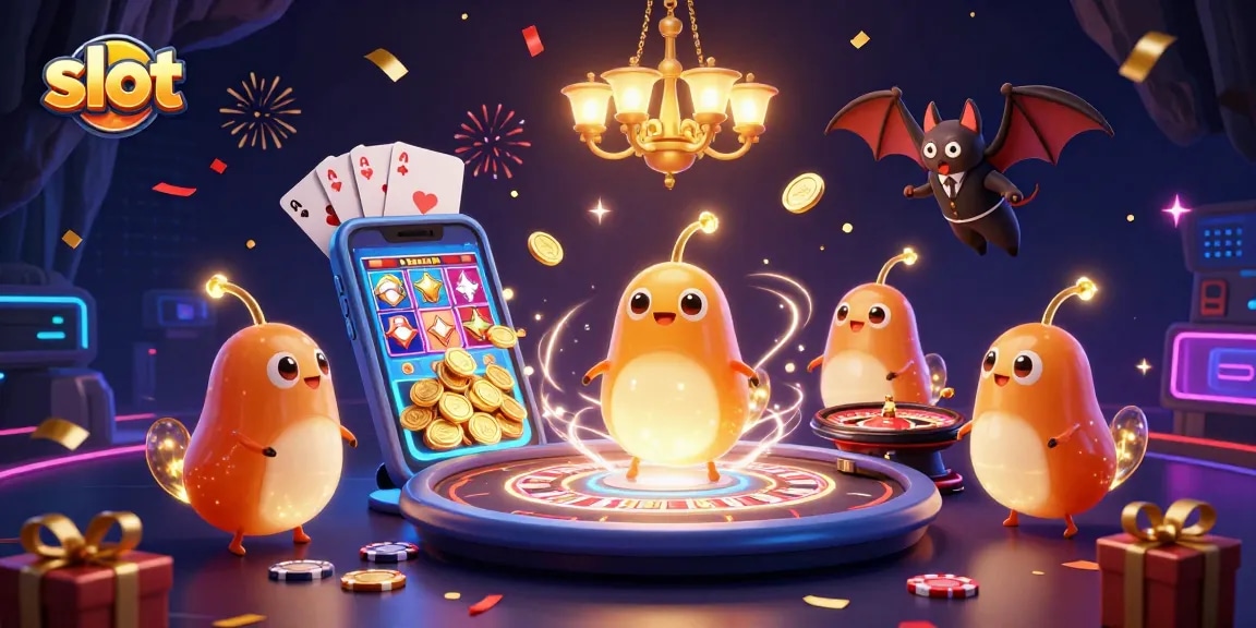 Spin vibrant slots and win with a lively casino scene featuring iconic characters and colorful game elements.