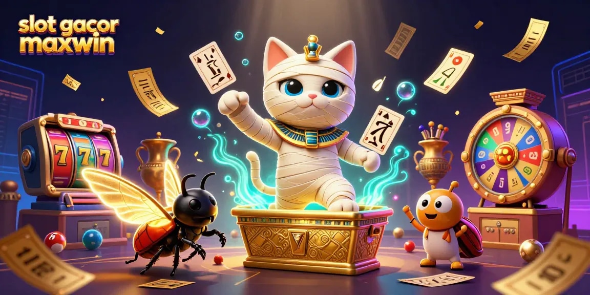 Slot gacor maxwin menampilkan kucing mumi memukau dalam suasana kasino yang penuh jackpot.