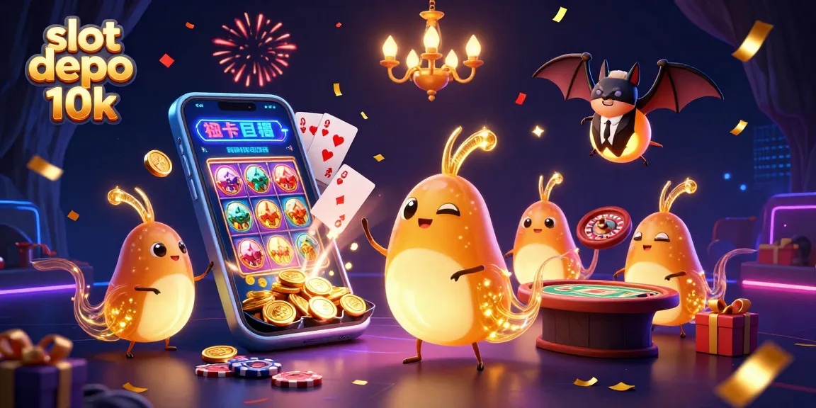 Engage in thrilling gameplay with slot depo 10k as glowworms light up the casino, showcasing vibrant visuals.