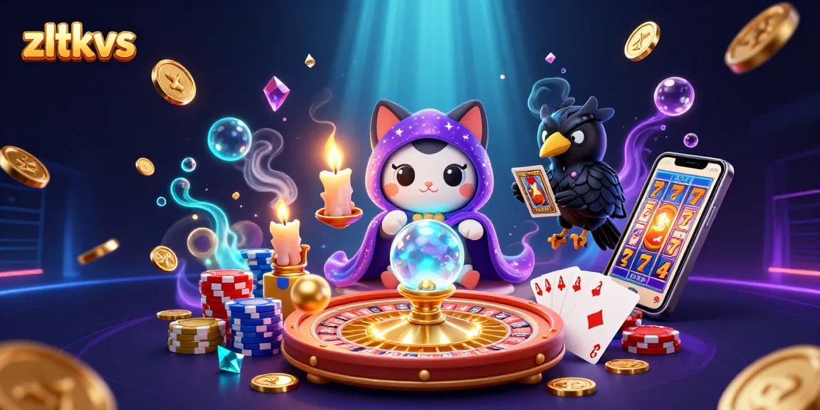Spin the wheel and win at zltkvs with a vibrant, immersive casino scene featuring mystical characters.