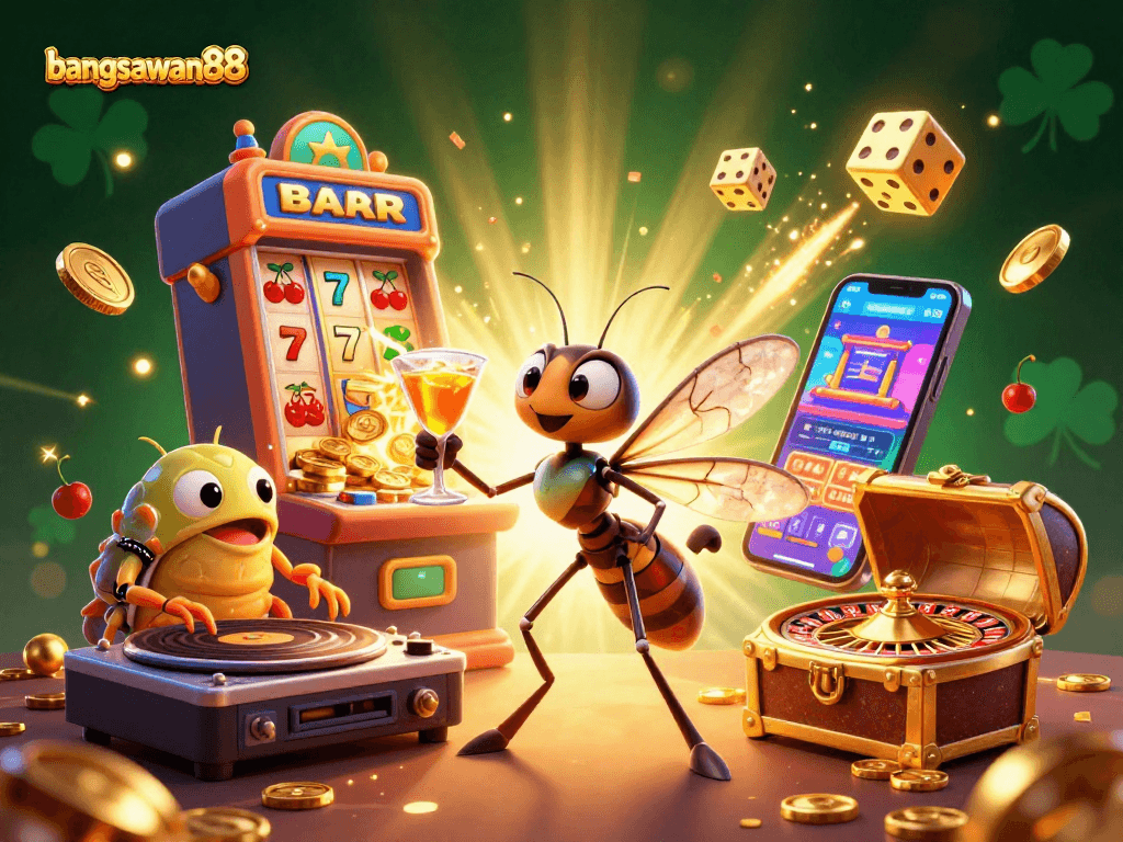 Experience the excitement of bangsawan88 with a vibrant casino scene showcasing lively gaming action.