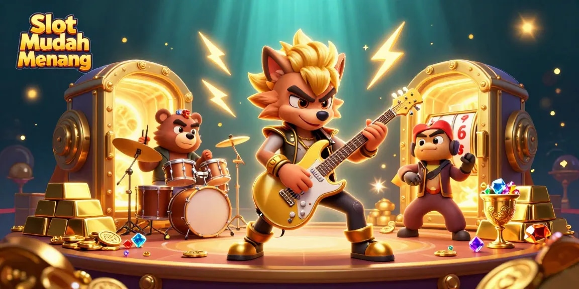 Experience Slot Mudah Menang excitement with thrilling characters in a vibrant casino scene.