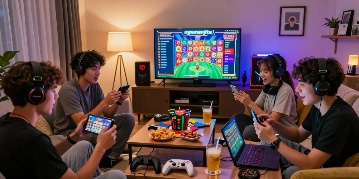 Exciting online gaming experience at ngamenjitu with players enjoying lottery and slots in a cozy atmosphere