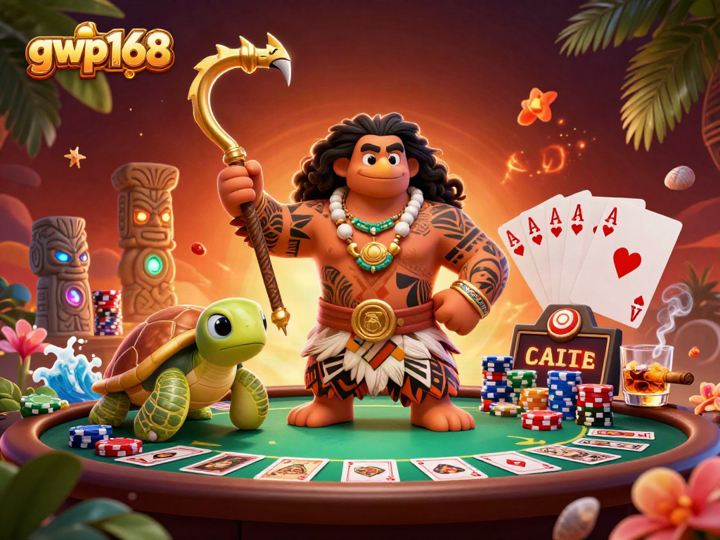 Menyaksikan keseruan bermain di gwp168 dengan karakter dewa hawk dan penyu, serta meja poker yang menantang.