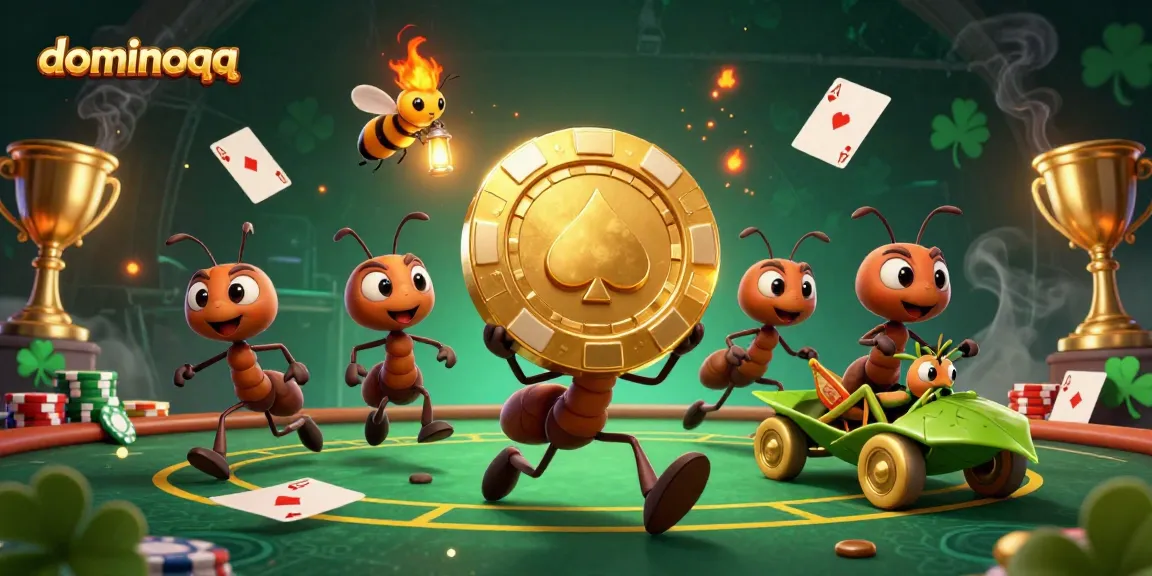 Join the ants in a dominoqq heist for golden chips while racing through a vibrant casino adventure.