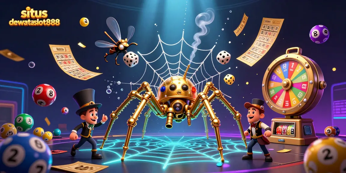 Mengakses situs dewataslot888 di dunia permainan slot dengan elemen menarik seperti laba-laba steampunk dan dadu musibah.