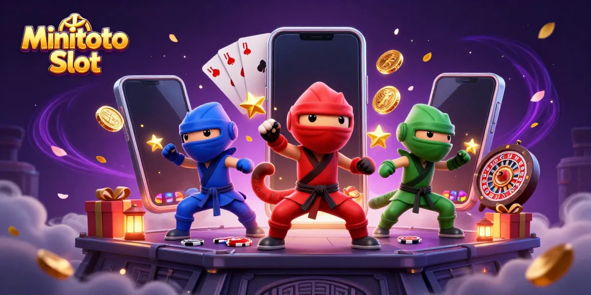 Slot Minitoto yang menarik, dengan chameleon ninja berlatih di atap sambil dikelilingi permainan slot.