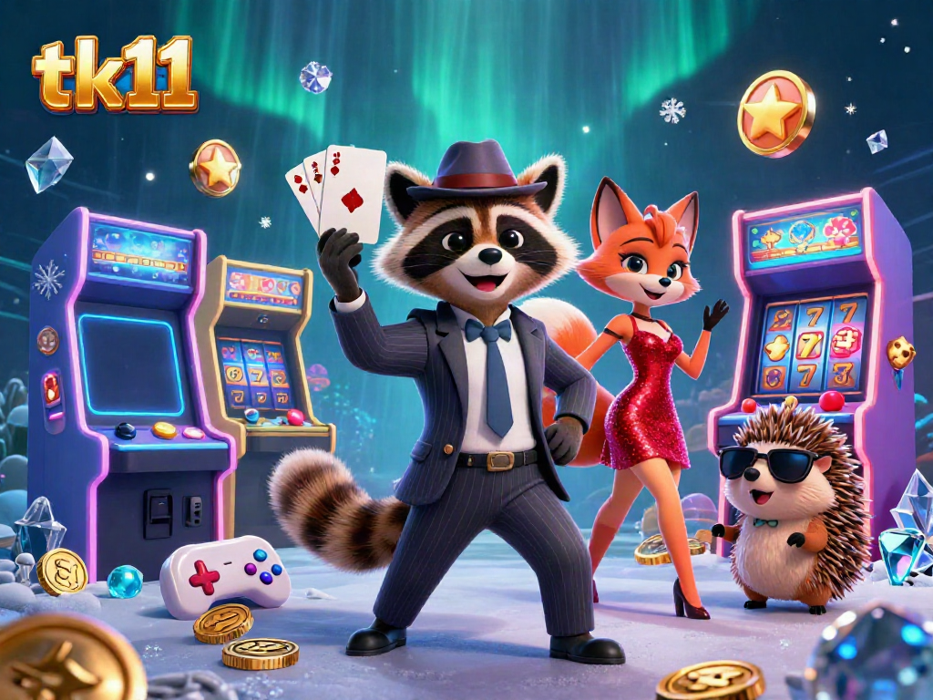 Play tk11 slot games with charming characters, showcasing winning elements and vibrant casino fun.